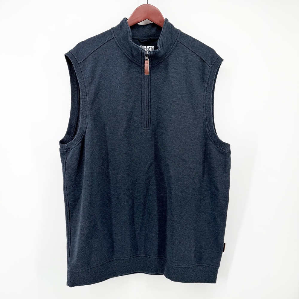 Duluth Trading Co Large Quarter Zip Vest Pullover Loophole Comfort Blue Heather